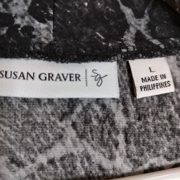 4494)Bundle 2 pcs Susan Graver Open Front Liquid Knit Black Gray Pink Cardigan L - Picture 9 of 11